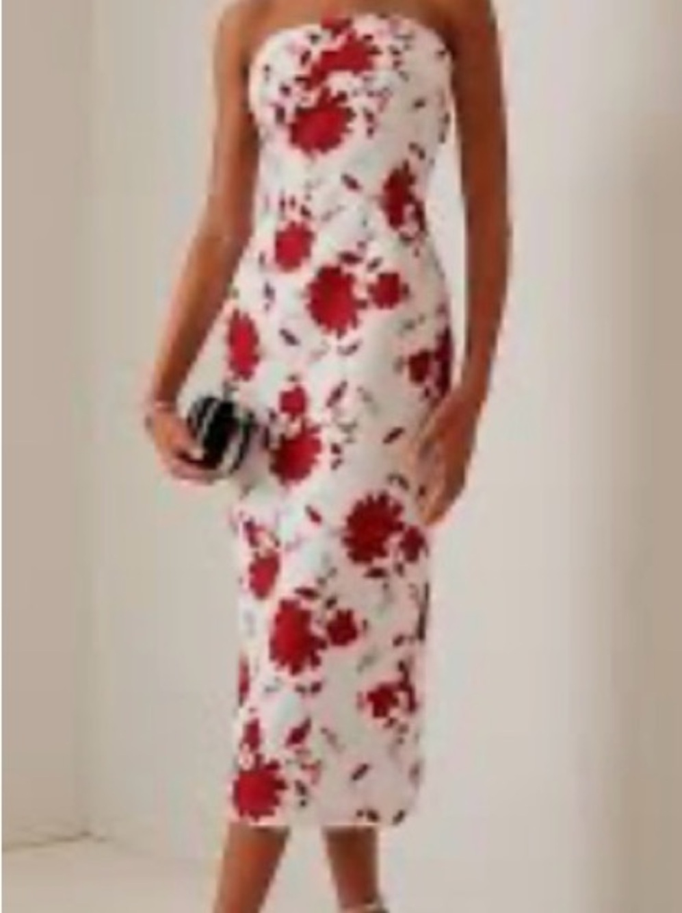 Emilia Wickstead White Midi Dress with Burgundy Floral Print